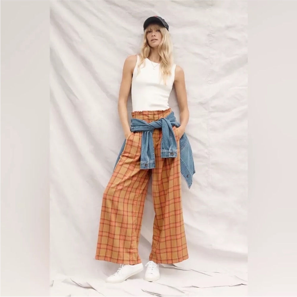 Maeve Tan and Orange Wide Leg pants